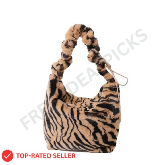 Plush Furry Shoulder Bag Crossbody Tote Elegant Chic Y2K Retro Style - Picture 2 of 8